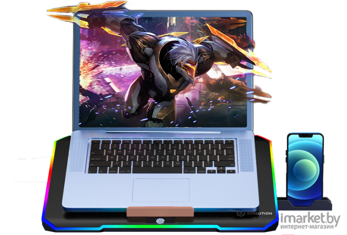 Подставка для ноутбука Evolution LCS-03 RGB с активным охлаждением