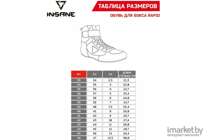 Обувь для бокса Insane Rapid IN22-BS100 р.41 Красный