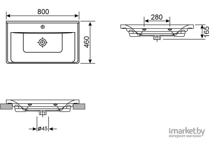 Раковина Wellsee FreeDom 80х46 (151106000)