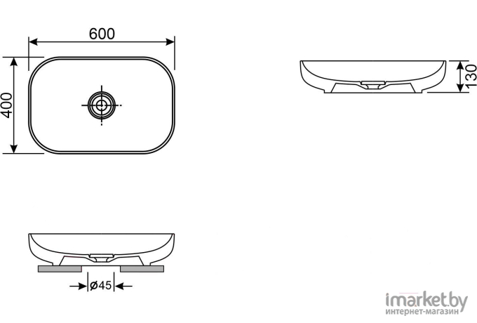 Раковина Wellsee Croquis 60х40 глянцевый белый (150301000)