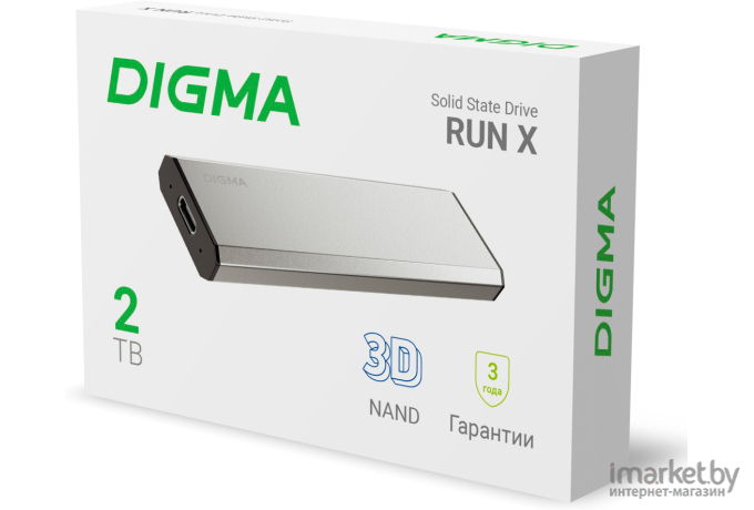 Внешний накопитель SSD Digma RUN X 2TB серебристый (DGSR8002T1MSR)