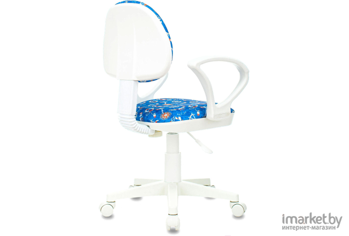 Кресло детское Бюрократ KD-3/WH/ARM голубой бум пластик белый (KD-3/WH/ARM/BOOM)