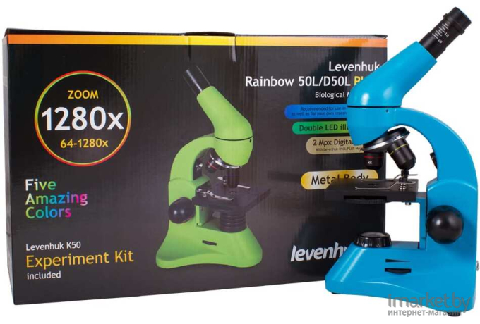 Микроскоп Levenhuk Rainbow 50L Plus Azure\лазурь (690539)