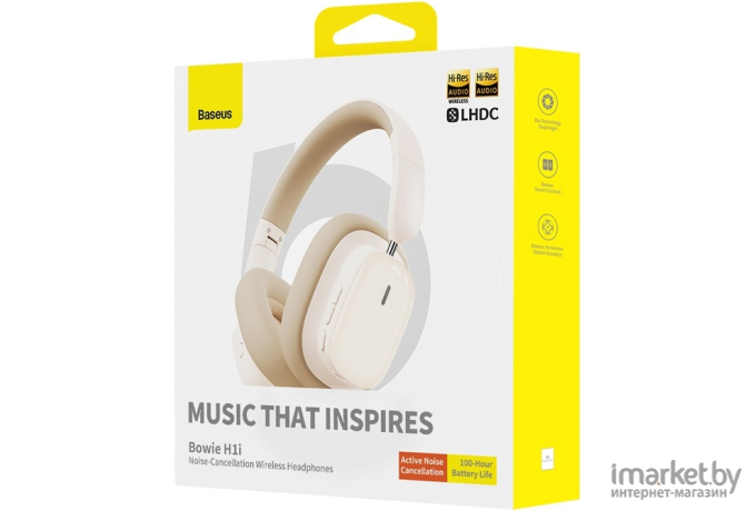 Наушники Baseus Bowie H1i Noise-Cancellation Wireless Headphones Stellar White (A00050402223-00)