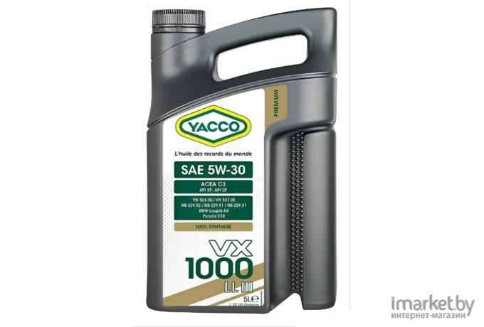 Моторное масло Yacco VX 1000 LL III 5W30 5л