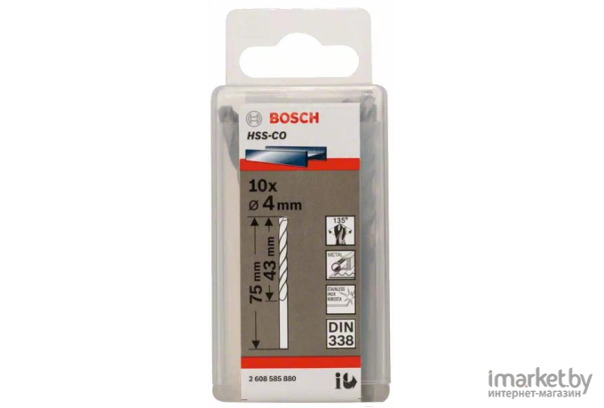 Сверло Bosch HSS-Co 4,0x43x75 мм по металлу 10 шт (2.608.585.880)