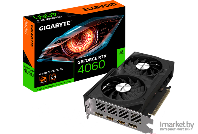 Видеокарта Gigabyte RTX4060 Windforce OC 8GB (GV-N4060WF2OC-8GD)