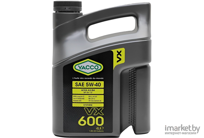 Моторное масло Yacco VX 600 5W40 4л