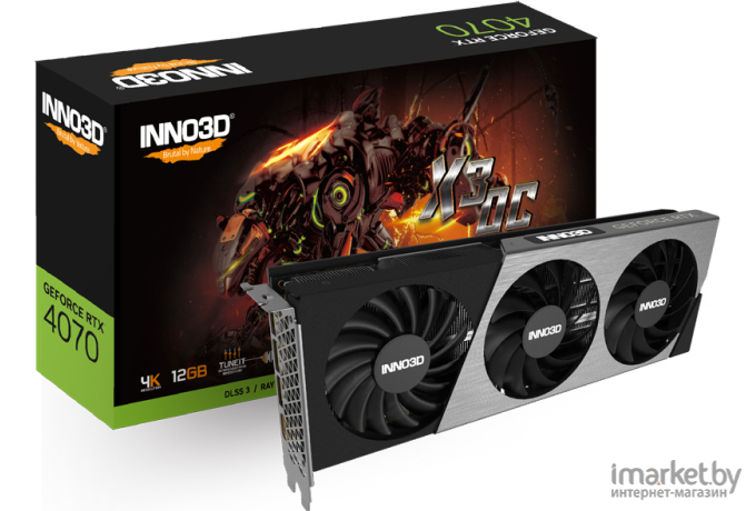 Видеокарта Inno3D RTX4070 X3 OC 12GB GDDR6X (N40703-126XX-185252L)