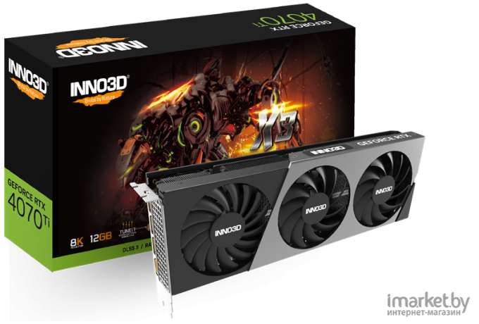 Видеокарта Inno3D RTX4070 X3 OC 12GB GDDR6X (N40703-126XX-185252L)