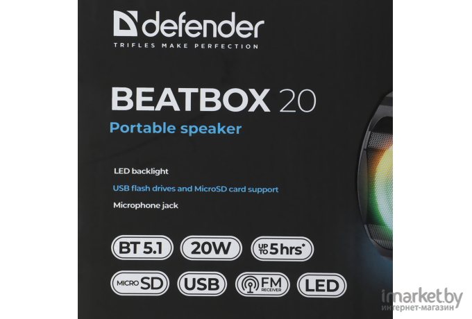 Портативная колонка Defender Beatbox 20 Black (65420)
