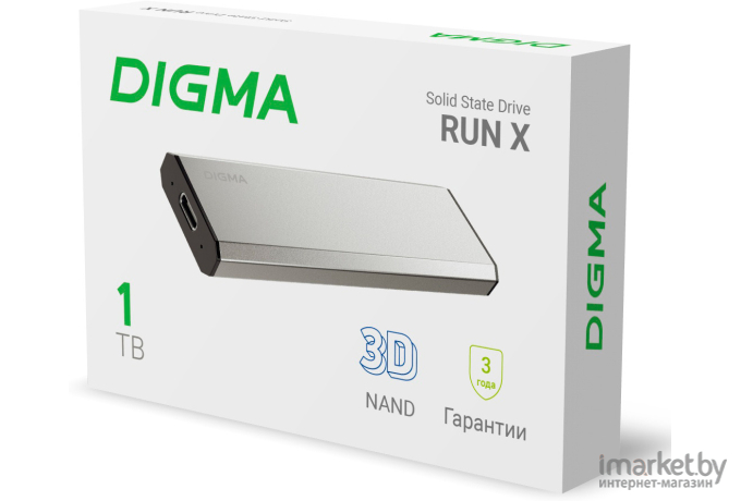 Внешний накопитель SSD Digma Run X 1TB серебристый (DGSR8001T1MSR)