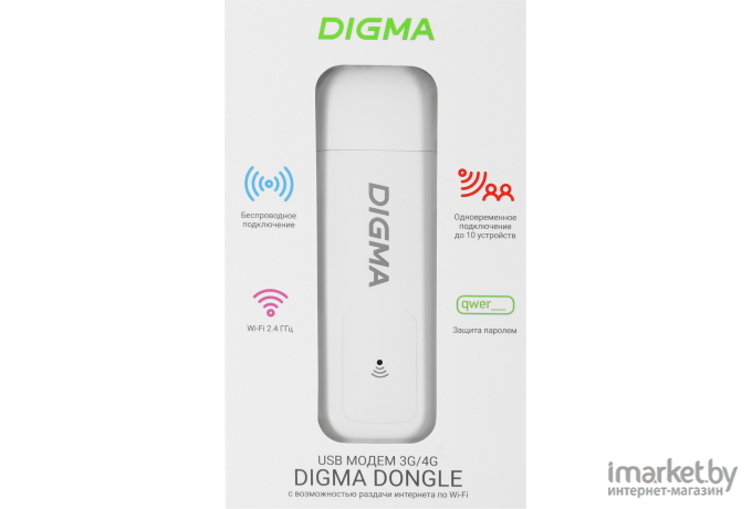 Модем 3G/4G Digma Dongle DW1960 USB Wi-Fi Firewall +Router внешний белый