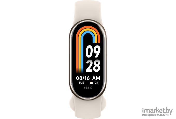 Фитнес-браслет Xiaomi Smart Band 8 (золотистый, с кремовым силиконовым ремешком, международная версия)