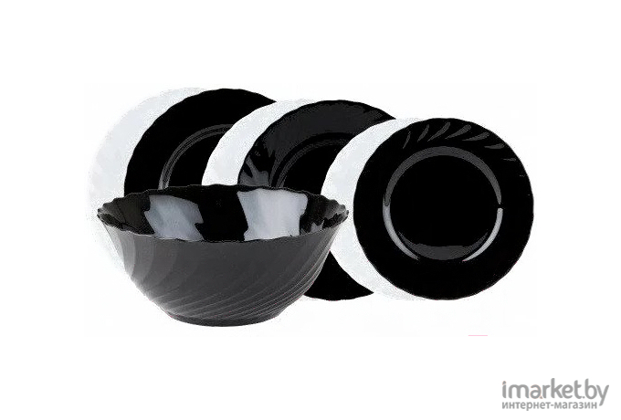 Набор тарелок Luminarc Trianon G8733 (19 шт) (белый/черный)