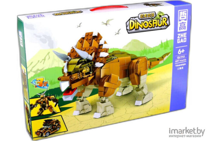 Конструктор Zhe Gao Dinosaur QL1743 Трицератопс 3 в 1