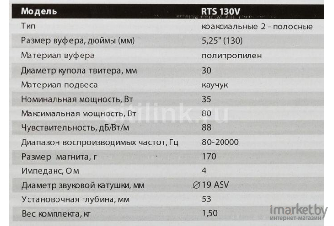 Автоакустика KICX RTS 130V