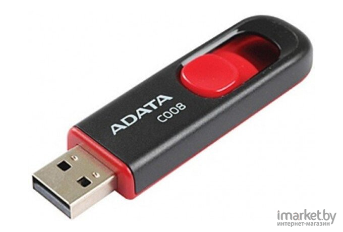 USB Flash A-Data C008 Black+Red 64 Гб (AC008-64G-RKD)