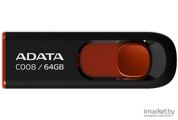 USB Flash A-Data C008 Black+Red 64 Гб (AC008-64G-RKD)