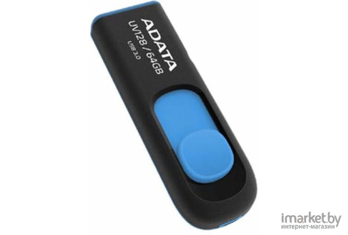 USB Flash A-Data DashDrive UV128 Black/Blue 64GB (AUV128-64G-RBE)