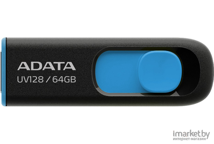 USB Flash A-Data DashDrive UV128 Black/Blue 64GB (AUV128-64G-RBE)