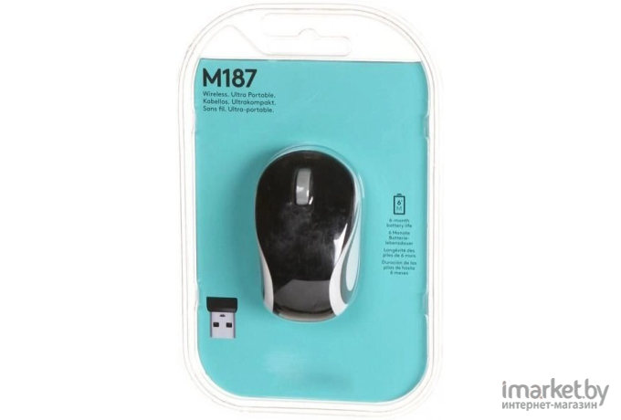 Стандартная Logitech Wireless Mini Mouse M187 Black