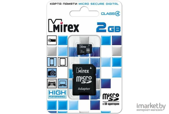 Карта памяти Mirex microSDHC (Class 4) 2GB (13613-ADTMSD02)