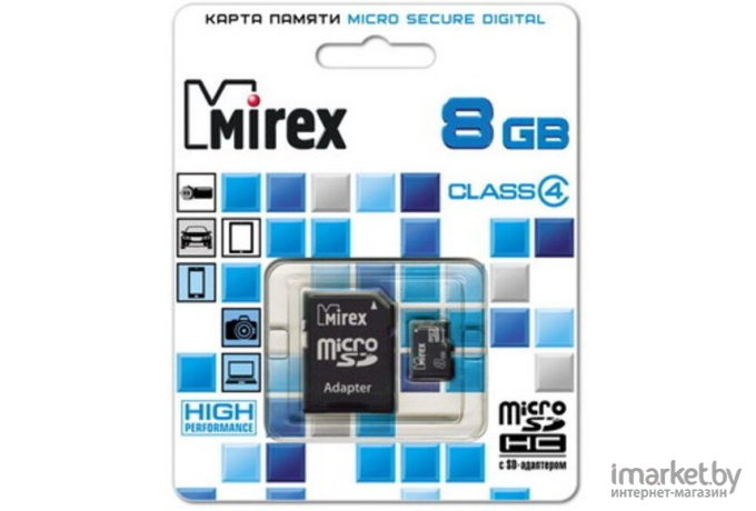 Карта памяти Mirex microSDHC (Class 4) 8GB (13613-ADTMSD08)