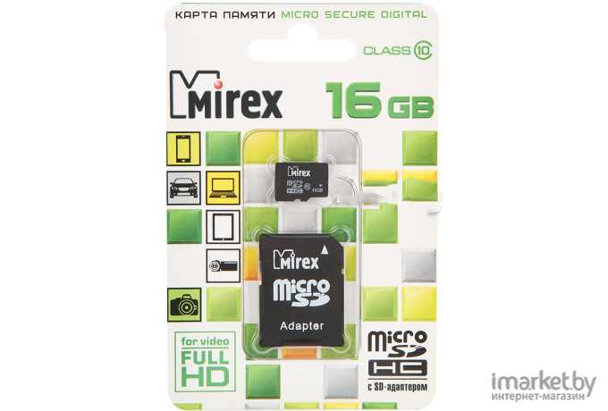 Карта памяти Mirex microSDHC (Class 10) 16GB [13613-AD10SD16]