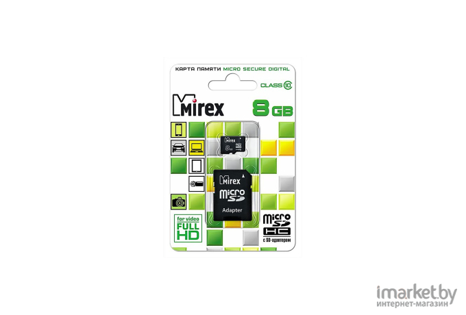 Карта памяти Mirex microSDHC (Class 10) 8GB (13613-AD10SD08)