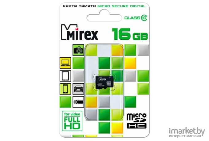 Карта памяти Mirex microSDHC (Class 10) 16GB (13612-MC10SD16)