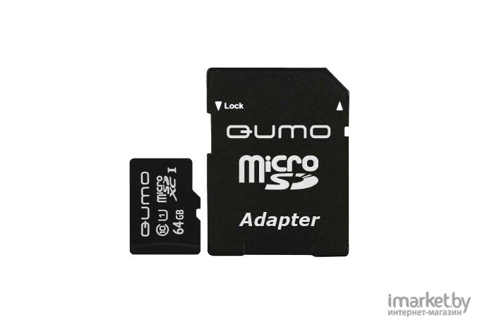 Карта памяти QUMO microSDXC UHS-1 64GB + адаптер (QM64GMICSDXC10U1)