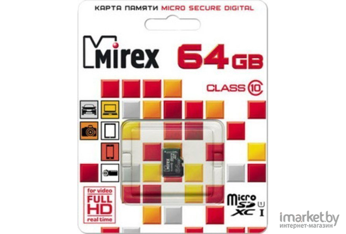 Карта памяти Mirex microSDXC UHS-I (Class 10) 64GB (13612-MC10SD64)