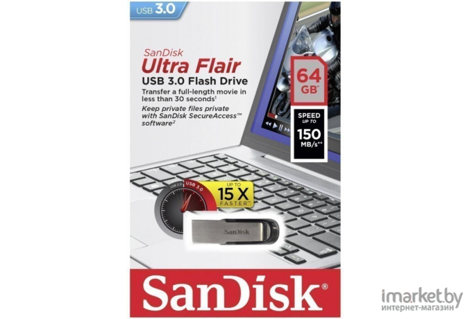 USB Flash SanDisk Cruzer Ultra Flair CZ73 64GB [SDCZ73-064G-G46]