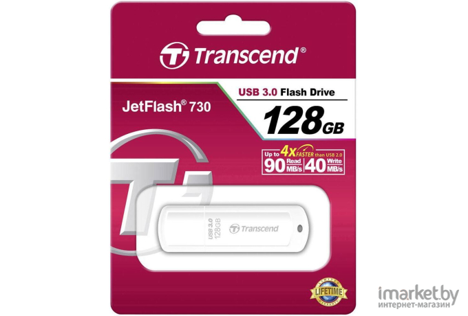 USB Flash Transcend JetFlash 730 128Gb White (TS128GJF730)