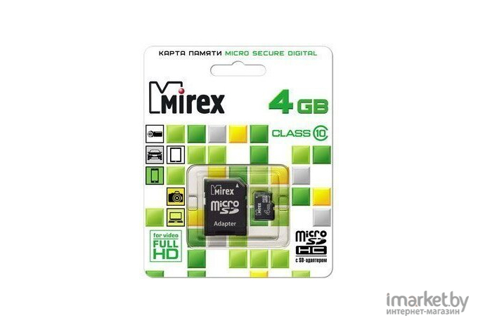 Карта памяти Mirex microSDHC (Class 10) 4GB (13613-AD10SD04)