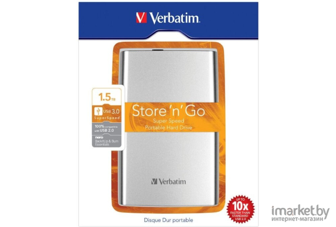 Внешний жесткий диск Verbatim Store n Go USB 3.0 1TB Серебристый [53197]