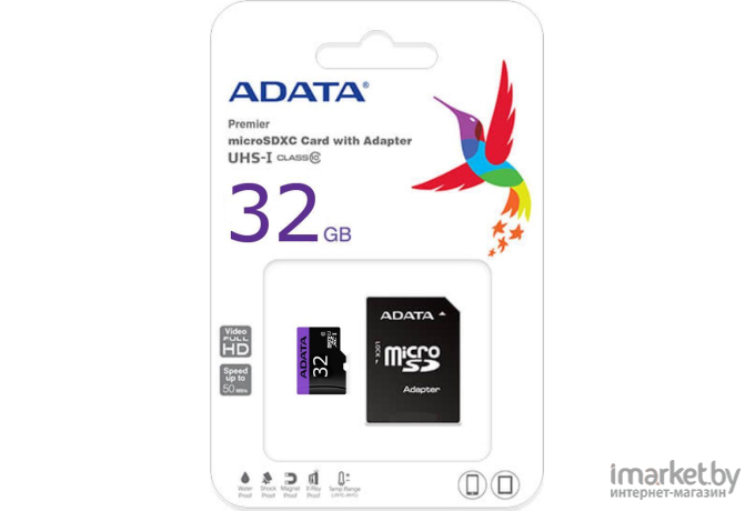 Карта памяти A-Data Premier microSDHC UHS-I U1 (10 Class) 32 Gb (AUSDH32GUICL10-RA1)