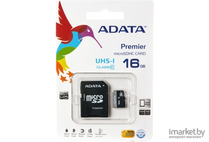 Карта памяти A-Data Premier microSDHC UHS-I U1 (10 Class) 16 Gb (AUSDH16GUICL10-RA1)