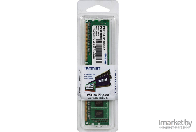 Оперативная память Patriot Signature 4GB DDR3 PC3-10600 (PSD34G133381)