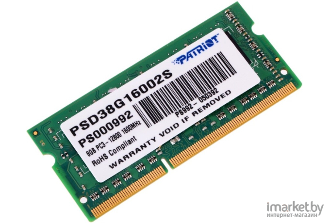 Оперативная память Patriot Signature 8GB DDR3 SO-DIMM PC3-12800 (PSD38G16002S)