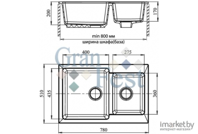 Кухонная мойка GranFest GF-P780K