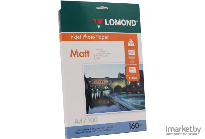 Фотобумага Lomond Матовая A4 160 г/кв.м. 100 листов (0102005)