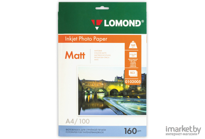 Фотобумага Lomond Матовая A4 160 г/кв.м. 100 листов (0102005)
