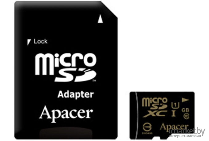 Карта памяти Apacer microSDXC (Class 10) 64GB + адаптер [AP64GMCSX10U1-R]