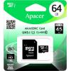 Карта памяти Apacer microSDXC (Class 10) 64GB + адаптер [AP64GMCSX10U1-R]