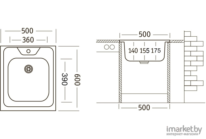 Кухонная мойка Ukinox STD 500.600-5C 0C
