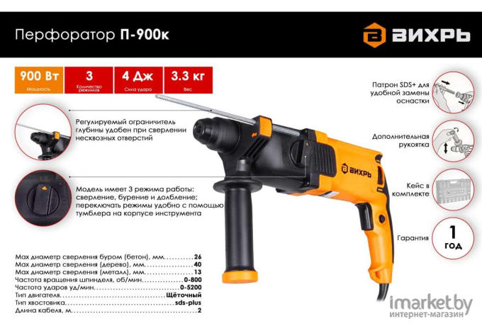 Перфоратор Вихрь П-900К