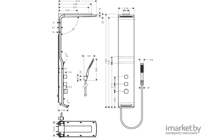 Душевая панель Hansgrohe Raindance Lift (27008400)