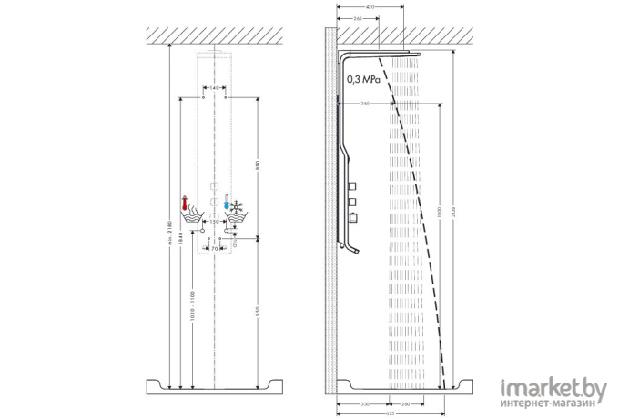 Душевая панель Hansgrohe Raindance Lift (27008400)